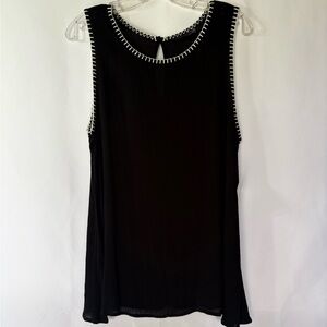 Chic Black Tank Top with White Accents